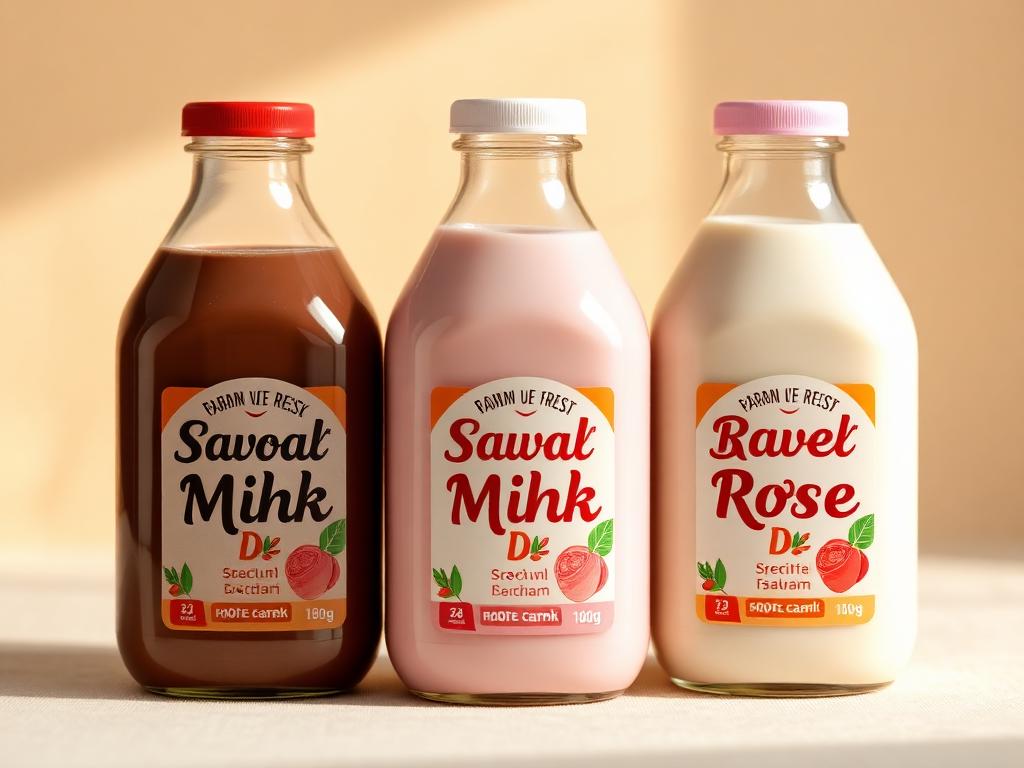 Bottles of flavored milk