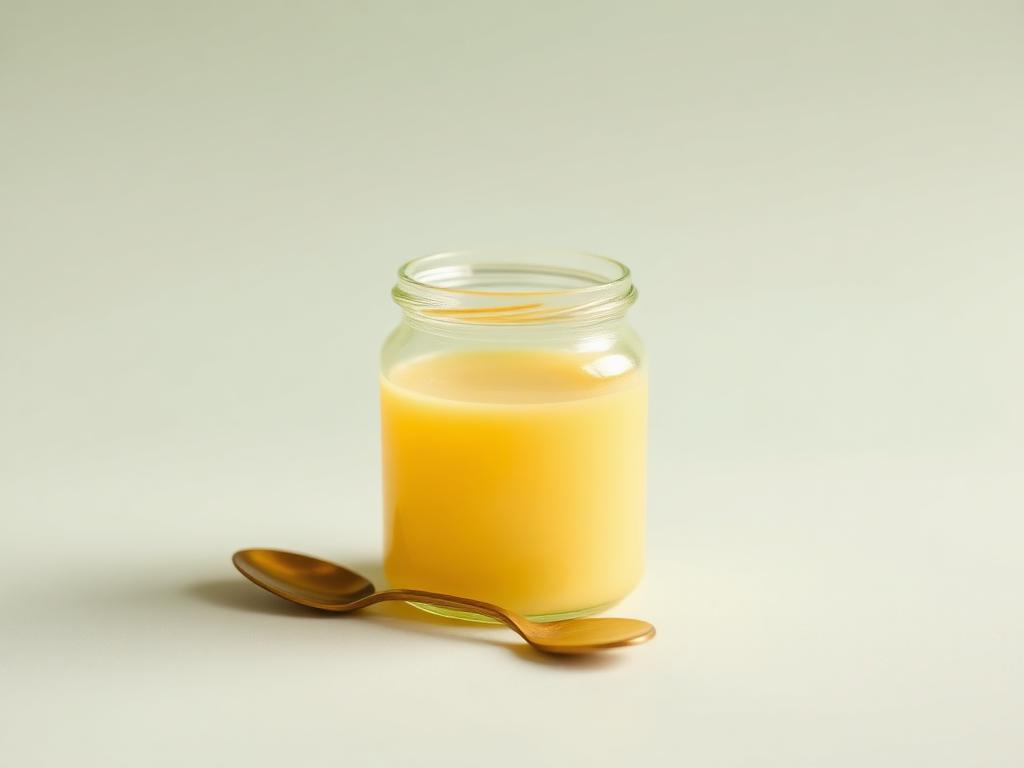 Golden ghee in a glass jar