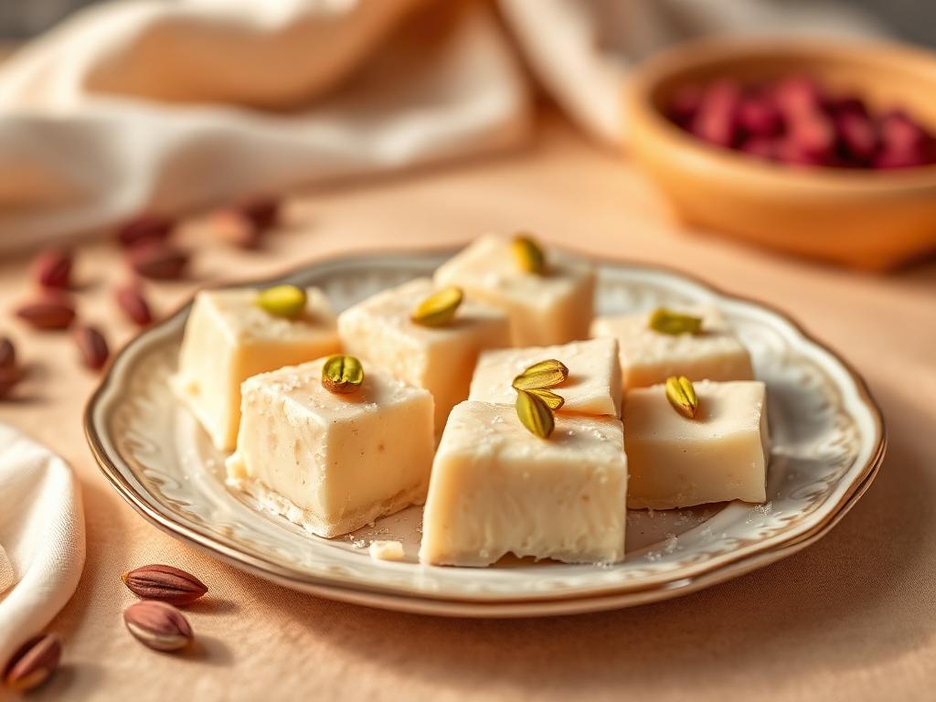 A plate of peda and burfi sweets